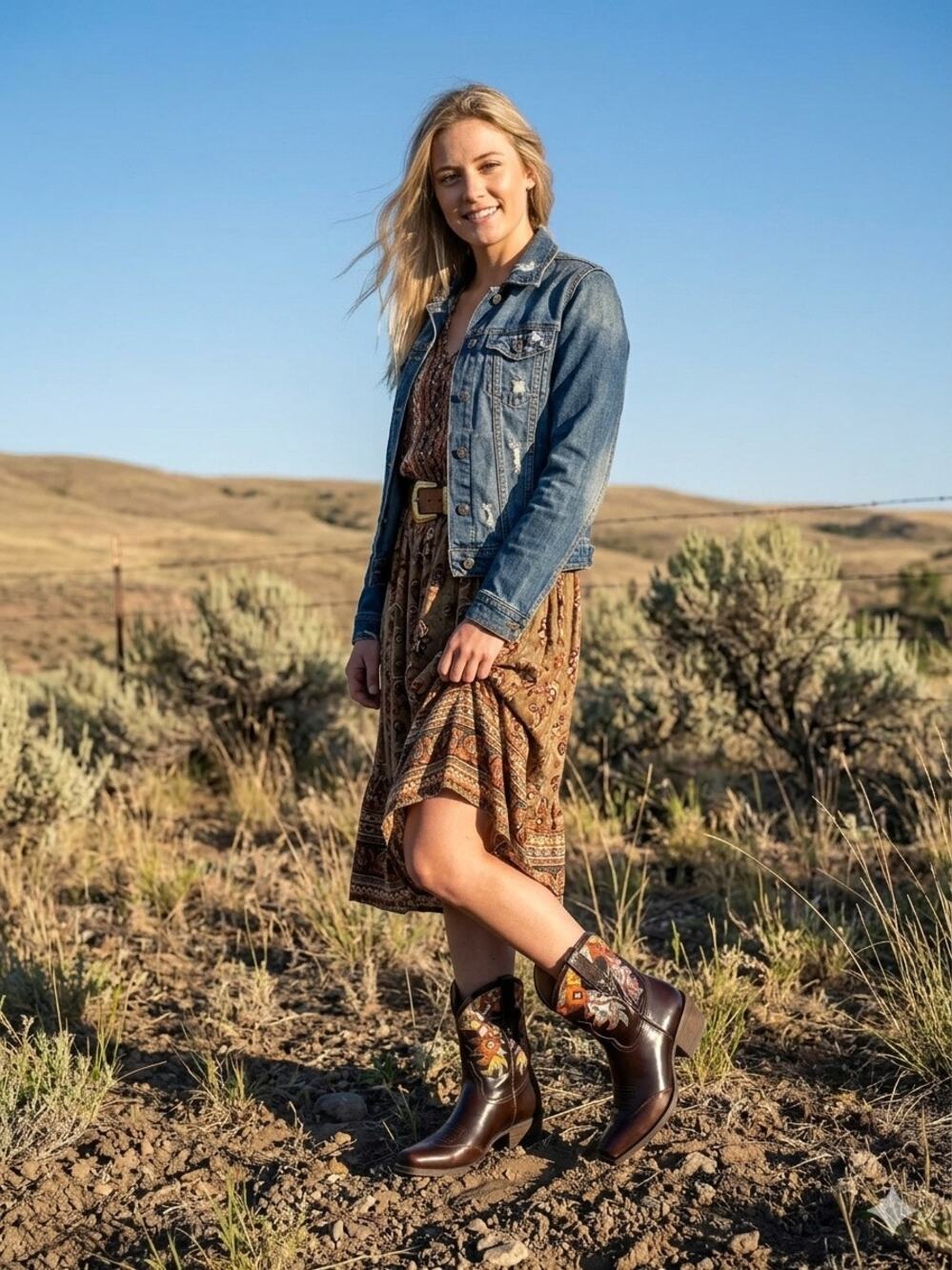 Josephina  Patchwork Ankle Cowboy Boot.